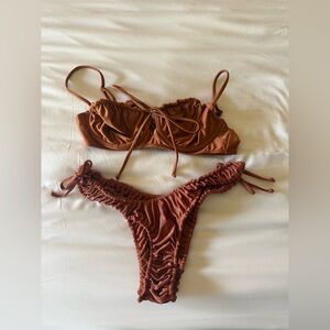 Somerfield Swim Rust Brown Ruched Bikini Set